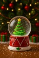 4 Adet Led Işıklı Mini Kar Küresi 6,5 cm – Noel Baba & Kardan Adam  & Çam Ağacı Dekoratif Biblo