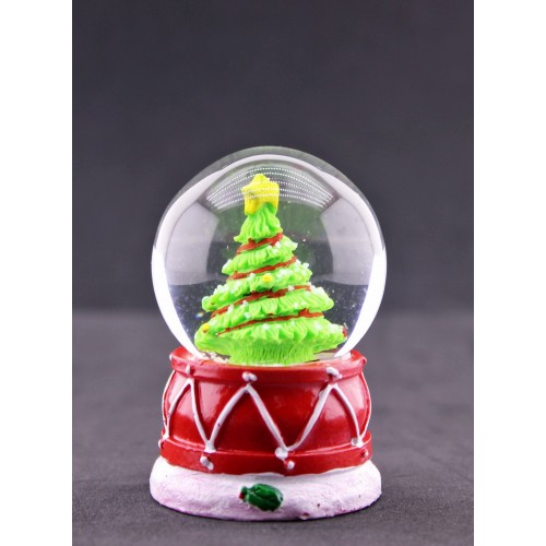 2026 Yılbaşı Noel Süslü Çam Ağacı Temalı Mini Boy Işıklı Kar Küresi 6.5 cm A