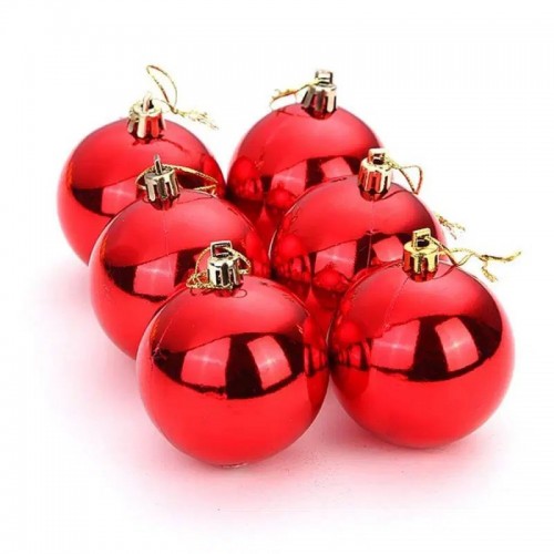 12 Adet Parlak Kırmızı 3 Cm Mini Yılbaşı Topu, Noel Çam Ağacı Topu, Süs Topu 