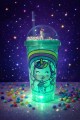 Unicorn Temalı Led Işıklı Suluk Buzlu Cam Görünümlü 450 ML Çift Katman Mika Su Şişesi 2646 Yeşil