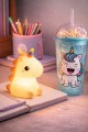 2'li Set RGB Led Unicorn Gece Lambası Yumuşak Silikon – Mavi Unicorn Tema 450 ml Çift Katman Suluk 