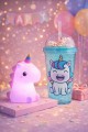 2'li Set RGB Led Unicorn Gece Lambası Yumuşak Silikon – Mavi Unicorn Tema 450 ml Çift Katman Suluk 