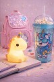 2'li Set RGB Led Unicorn Gece Lambası Yumuşak Silikon – Mavi Unicorn Tema 450 ml Çift Katman Suluk 