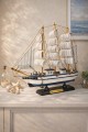 Kişiye İsme Özel Büyük Boy El Yapımı Ahşap Yelkenli Gemi Maketi 33 X 33 CM – Premium Hediye 531 F