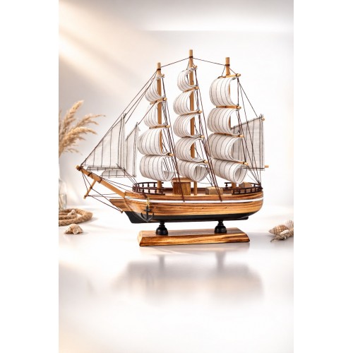 Kişiye İsme Özel Büyük Boy El Yapımı Ahşap Yelkenli Gemi Maketi 33 X 33 CM – VİP  Hediyelik 531-BD