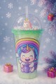 2'li Set RGB Led Unicorn Gece Lambası Yumuşak Silikon – Yeşil Unicorn Tema 450 ml Çift Katman Suluk 