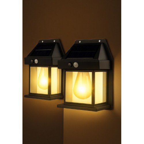 2 Adet Büyük Boy Güneş Enerjili Bahçe Led Ampul Hareket Sensörlü Bahçe Led 3 Mod'lu
