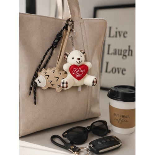3 Lü Set Sevimli Ayıcık & Kirpi Charm Seti – Çanta ve Anahtarlık Aksesuarı - Kedili Kanca