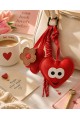 Sevimli Kalp & Çiçek Charm  Çanta Aksesuarı – Kawaii Kore Tarzı Deri Kırmızı Bag Charm