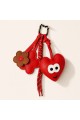 Sevimli Kalp & Çiçek Charm  Çanta Aksesuarı – Kawaii Kore Tarzı Deri Kırmızı Bag Charm