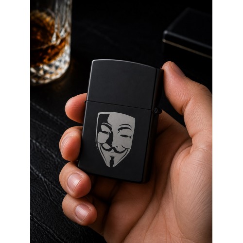 Kişiye Özel V for Vendetta Temalı Metal Benzinli Çakmak | Özel Premium Hediye |  Dolu Gönderim
