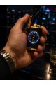 Saatli Gazlı Jet Çakmak Gold / Füme – LED Işıklı Turbo Alevli - Dolu Gönderim - Premium Hediye