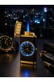 Saatli Gazlı Jet Çakmak Gold / Füme – LED Işıklı Turbo Alevli - Dolu Gönderim - Premium Hediye