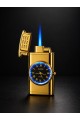Saatli Gazlı Çakmak Gold – LED Işıklı Turbo Alevli - Dolu Gönderim - Premium Hediye - Altın Rengi