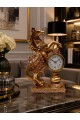 Gold Eskitme Ayna İşlemeli At Figürlü Masa Saati – 25x16 cm Dekoratif ve Şık Tasarım  Premium Hediye