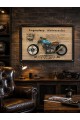 3D Dekoratif Metal Motosiklet Duvar Saati Tablo 60x40 cm | Vintage Motorcycle Tablo | Lüx Hediyelik