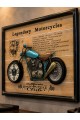 3D Dekoratif Metal Motosiklet Duvar Saati Tablo 60x40 cm | Vintage Motorcycle Tablo | Lüx Hediyelik