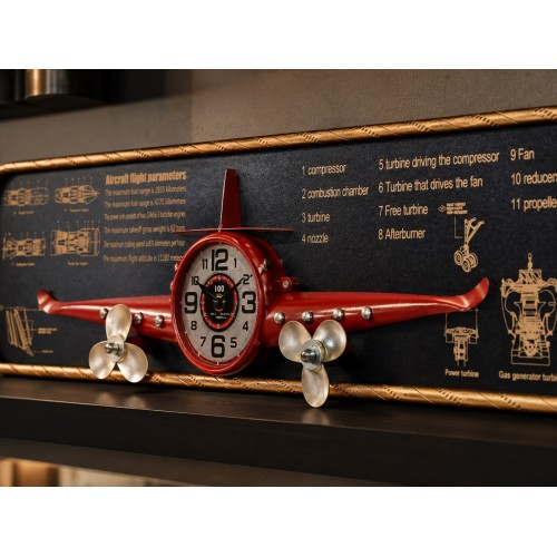 3D Metal Uçak Duvar Saati 78x21 cm Havacılık Temalı Dekoratif Duvar Tablosu Lüx Ev Ofis Hediyelik 