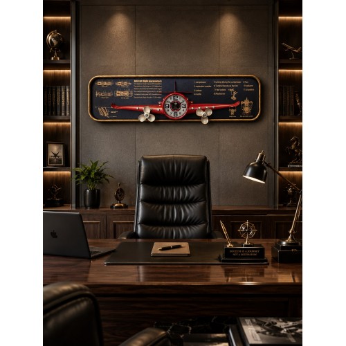 3D Metal Uçak Duvar Saati 78x21 cm Havacılık Temalı Dekoratif Duvar Tablosu Lüx Ev Ofis Hediyelik 