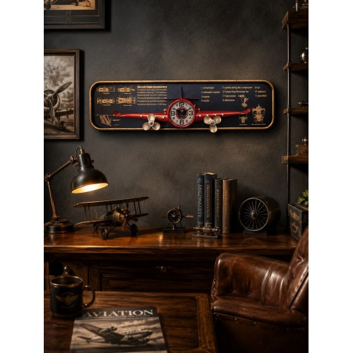 3D Metal Uçak Duvar Saati 78x21 cm Havacılık Temalı Dekoratif Duvar Tablosu Lüx Ev Ofis Hediyelik 