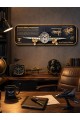 3D Metal Uçak Duvar Saati 78x21 cm Havacılık Temalı Dekoratif Duvar Tablosu Lüx Hediyelik Gri 
