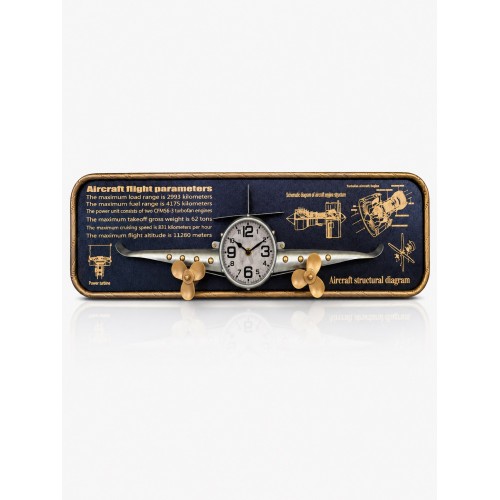 3D Metal Uçak Duvar Saati 78x21 cm Havacılık Temalı Dekoratif Duvar Tablosu Lüx Hediyelik Gri 