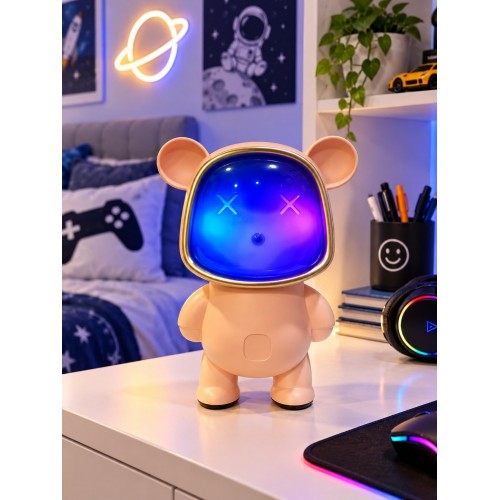 Ayıcık Bluetooth Hoparlör RGB Animasyon Işıklı Yüksek Ses Çıkışlı USB ve Kart Destekli Mini Speaker
