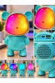 Ayıcık Bluetooth Hoparlör RGB Animasyon Işıklı Yüksek Ses Çıkışlı USB ve Kart Mini Speaker Mavi