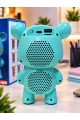 Ayıcık Bluetooth Hoparlör RGB Animasyon Işıklı Yüksek Ses Çıkışlı USB ve Kart Mini Speaker Mavi