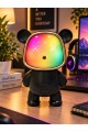 Ayıcık Bluetooth Hoparlör RGB Animasyon Işıklı Yüksek Ses Çıkışlı USB ve Kart Mini Speaker Siyah