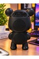 Ayıcık Bluetooth Hoparlör RGB Animasyon Işıklı Yüksek Ses Çıkışlı USB ve Kart Mini Speaker Siyah