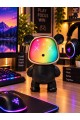 Ayıcık Bluetooth Hoparlör RGB Animasyon Işıklı Yüksek Ses Çıkışlı USB ve Kart Mini Speaker Siyah