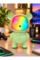 Ayıcık Bluetooth Hoparlör RGB Animasyon Işıklı Yüksek Ses Çıkışlı USB ve Kart Mini Speaker Yeşil