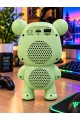 Ayıcık Bluetooth Hoparlör RGB Animasyon Işıklı Yüksek Ses Çıkışlı USB ve Kart Mini Speaker Yeşil
