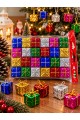 24 Adet 3 cm Yılbaşı Ağacı Süsü Mini Hediye Paketi Süsleri Renkli Noel Ağacı Dekoru