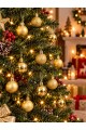 12'li Set 4 CM Gold Yılbaşı Ağacı Süsü – Mat, Simli ve Parlak Karışık Çam Ağacı Topu Noel Süsü