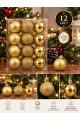 12'li Set 4 CM Gold Yılbaşı Ağacı Süsü – Mat, Simli ve Parlak Karışık Çam Ağacı Topu Noel Süsü