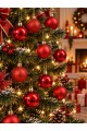 12'li Set 4 CM Kırımızı Yılbaşı Ağacı Süsü – Mat, Simli ve Parlak Karışık Çam Ağacı Topu Noel Süsü