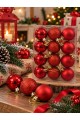 12'li Set 4 CM Kırımızı Yılbaşı Ağacı Süsü – Mat, Simli ve Parlak Karışık Çam Ağacı Topu Noel Süsü