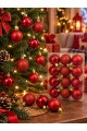 12'li Set 4 CM Kırımızı Yılbaşı Ağacı Süsü – Mat, Simli ve Parlak Karışık Çam Ağacı Topu Noel Süsü