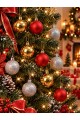 12'li Set 4 CM Karışık Yılbaşı Ağacı Süsü – Mat, Simli ve Parlak Karışık Çam Ağacı Topu Noel Süsü