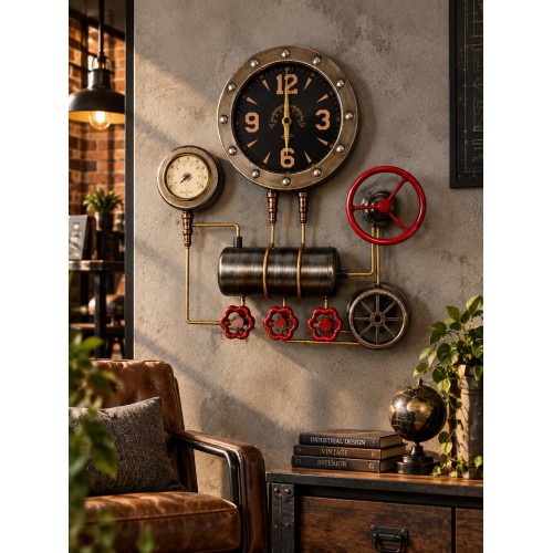 3D Metal Dekoratif Duvar Saati 40x45 cm Steampunk Endüstriyel Tasarım Retro Vintage Dekor Hediyelik 
