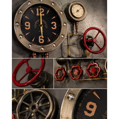 3D Metal Dekoratif Duvar Saati 40x45 cm Steampunk Endüstriyel Tasarım Retro Vintage Dekor Hediyelik 