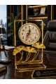 Dekoratif Masa Saati Metal  Yaldızlı Gold Paris Tasarımlı Ginkgo Yapraklı Şık Ev ve Ofis Dekorasyonu