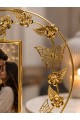 Dekoratif Gold Fotoğraf Çerçevesi Kelebek ve Çiçek Detaylı Şık Masaüstü Dekorasyon Hediyelik