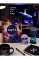 NASA Masa Üstü Hediye Seti – Spiralli Defter, Astronot Kristal Küre LED Lamba, Damla Zamanlayıcı
