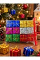 12'li  Adet 3 cm Yılbaşı Ağacı Süsü Mini Hediye Paketi Süsleri Renkli Noel Ağacı Dekoru