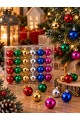 Mini Yılbaşı Ağacı Süsleme Topu 3 cm 24'lü Set Renkli Noel Ağacı Çam Süsü