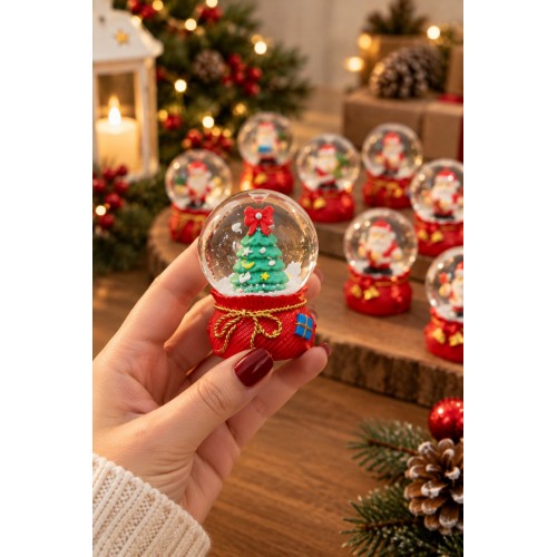 1 Adet 2027 Yeni Yıl Yılbaşı Temalı Kar Küresi 7 cm Mini Kar Küresi Noel Yılbaşı Hediyesi
