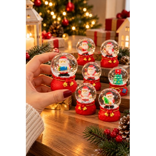 1 Adet 2027 Yeni Yıl Noel Baba ve Yılbaşı Temalı Kar Küresi 7 cm Mini Kar Küresi Yılbaşı Hediyesi